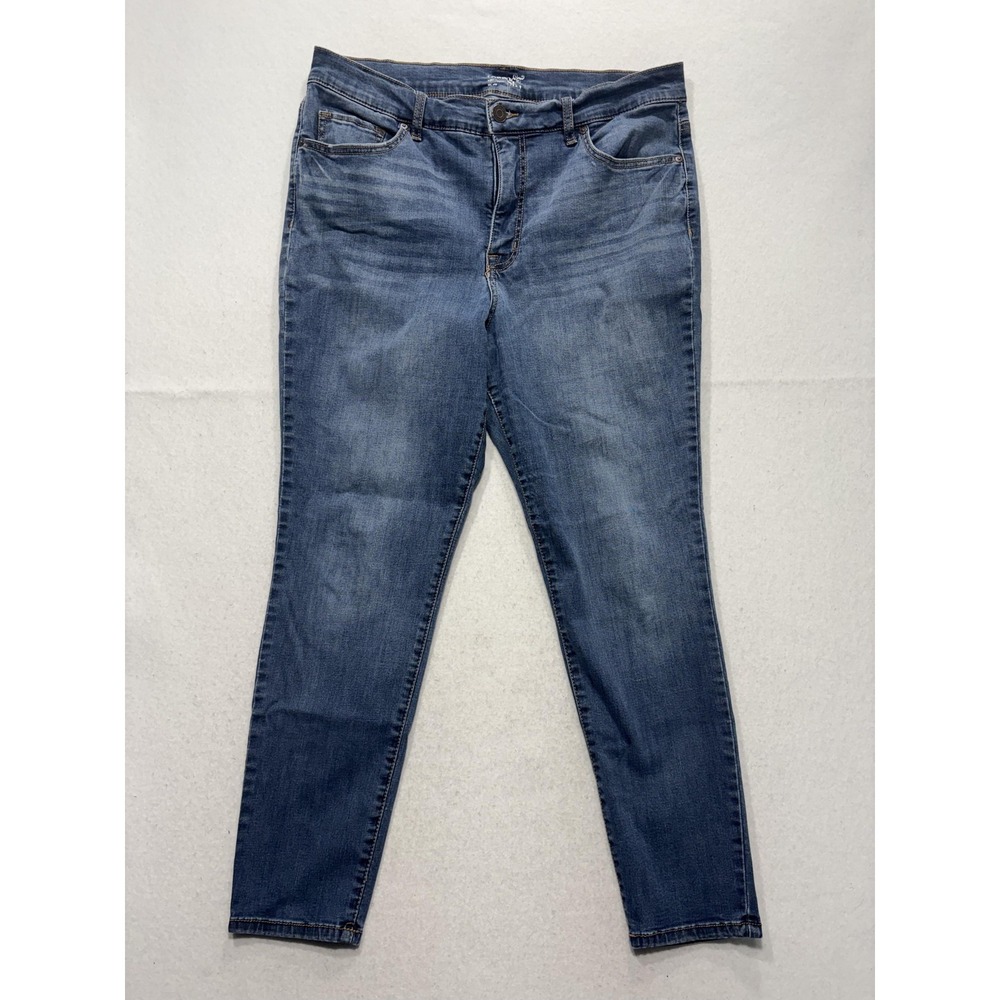 Terra & Sky Jeans Womens 16W Petite Blue Medium Wash High Rise Skinny 37x26.5